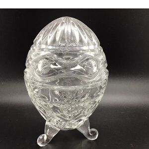 Fifth Avenue Crystal Alexandra 6" Egg Cut Glass Footed Candy Dish